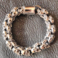 Stainless Steel Skull Bracelet for Men – Rugged Biker Style with Gothic Edge