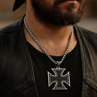 Stainless Steel Iron Cross Pendants Men Biker Motorcycle Choppers Knights Templar Maltese Color Black and Silver
