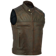 moto veste vintage stilā, brūna