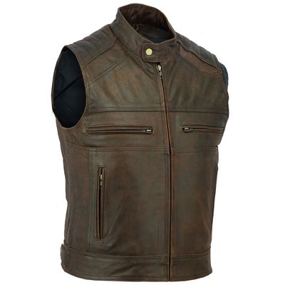 moto veste vintage stilā, brūna