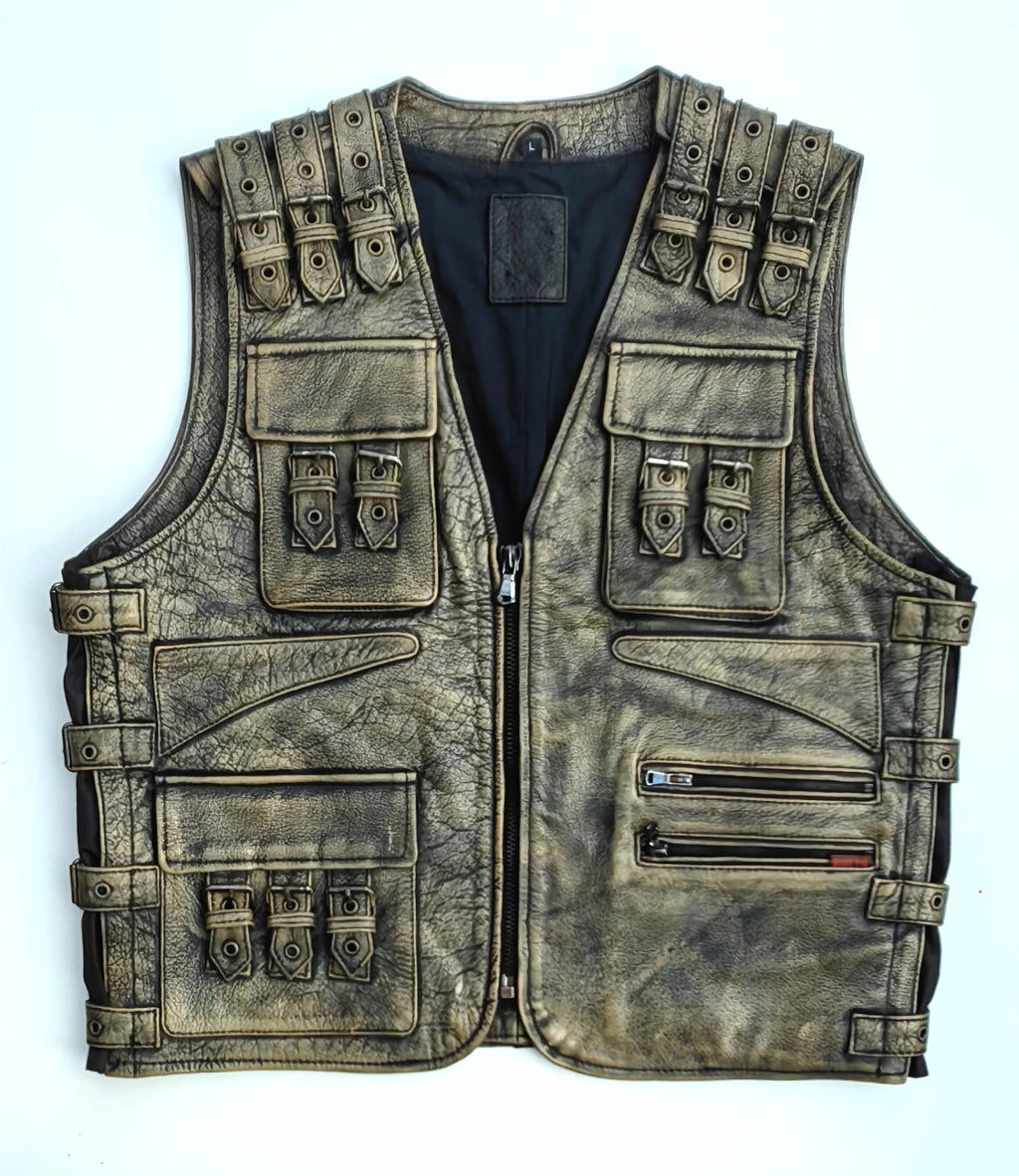 dabīgas ādas moto veste brūna