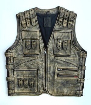 dabīgas ādas moto veste brūna