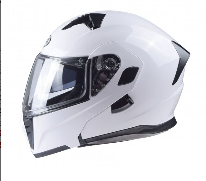 moto ķivere ar paceļamo žokli balta krāsa