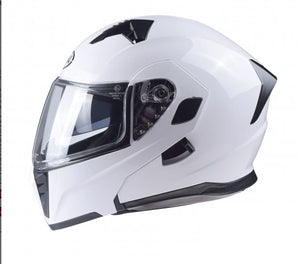 moto ķivere ar paceļamo žokli balta krāsa