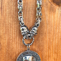 Steel Skull Pendant Necklace — Memento Mori | Carpe Diem