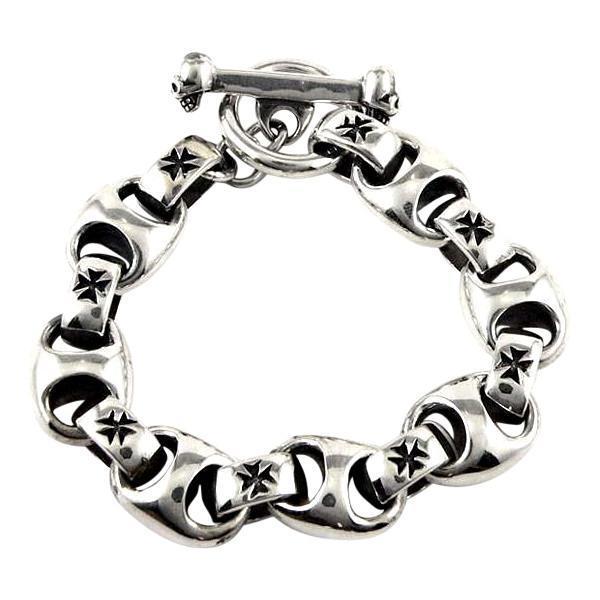 Sterling Silver Motorcycle Iron Cross Men Bracelet | Choppers