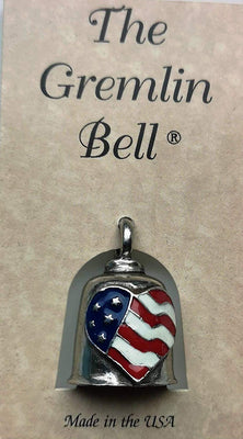 Baikeru tradīcija - Aizsargājošais zvaniņš (Gremlin Bell) ar Amerikas karogkrāsu sirdi - 014