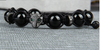 Leoparda pinuma pantera rokassprādze ar 10mm dabīga melna oniksa akmens pērlēm
