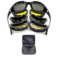 Biker  Goggles Sunglasses Padded Frame With 4pair Lenses 