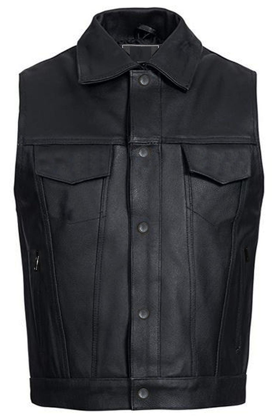 Ādas Moto Veste - Ar Kniedēm, rāvējslēdzēju