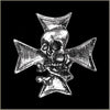Skull n Crossbones w/ Chopper Cross Pewter metal collectible pin biker motorcycle jackets / hats